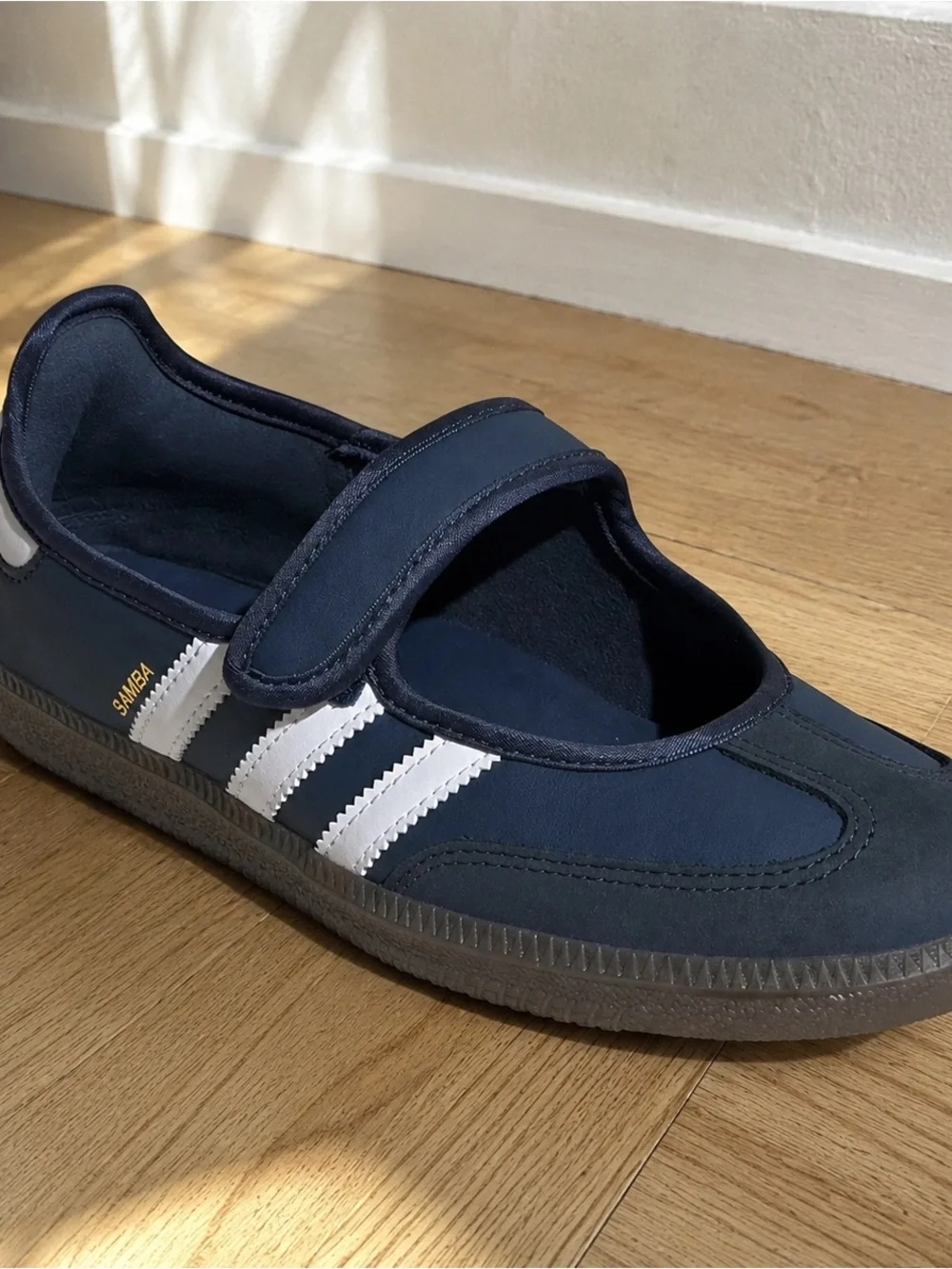 adidas Kids Samba Mary-Jane Sneakers in Navy and White